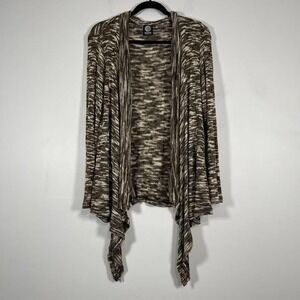 Bobeau Waterfall‎ Cardigan Womens Medium Brown Multi Marled Boho Y2K Stretchy